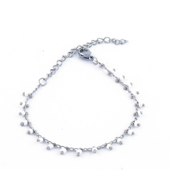 Hand Made Jewelry - White Beaded Anklet Boho Anklet